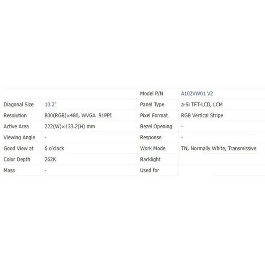 A102vw01 V2 new original brand 10.2 inch LCD screen