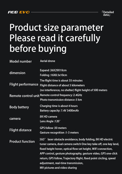 Cross-Border AE8EVO Drone Brushless Motor HD Professional Aerial Photography360Omni-directional Obstacle Avoidance Drone Drone