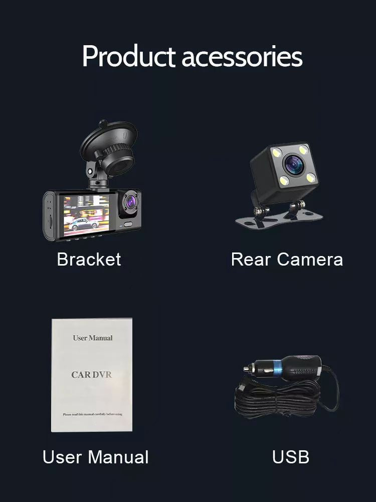 170High-definition recorder with front and rear triple recording and touchscreen1080P Driving Recorder WIFI Mobile Phone Interconnection