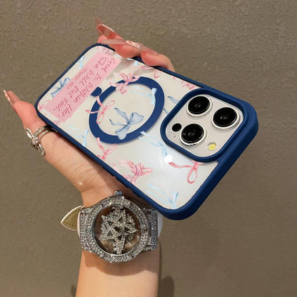 Premium Magnetic Case for iPhone11/12/13/14/15/16/promax Bow Bible label collage | MagSafe Ready, Anti-Fall, and Ultra-Thin Design | Perfect for Everyday Use springtok aesthetic pattern design protective phone case magsafe magnetic luxury case