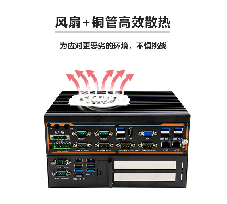 G37-C8E2 Dual Network 8 Serial Port Industrial Computer Dual PCIE Rail DIN Industrial Host Vision Industrial Computer