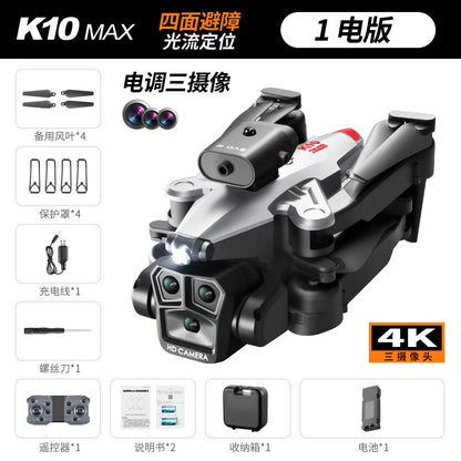 Cross-Border K10MAX High-definition Three-camera Aerial Photography Drone Obstacle Avoidance Remote Control Aircraft Optical Flow Quadcopter drone