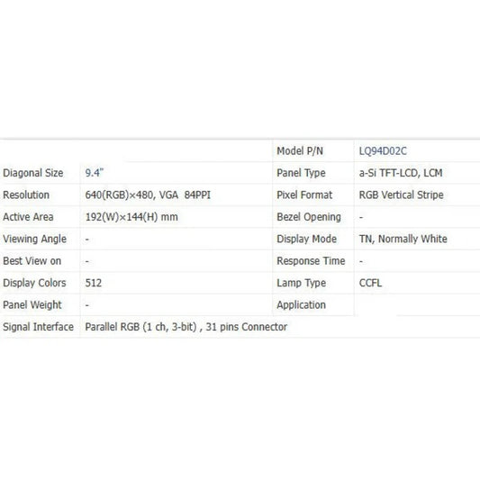 Lq94d02c new original brand 9.4 inch LCD screen