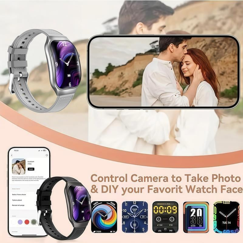 Upgraded 7-in-1 Smartwatch Gift Set – Enhanced Bluetooth Earbuds + Fast Wall Charger + USB Cable + Wireless Watch Charger + 2 Premium Bands | All-in-One Fitness & Everyday Essentials Bundle | Great Value Gift for Men & Women