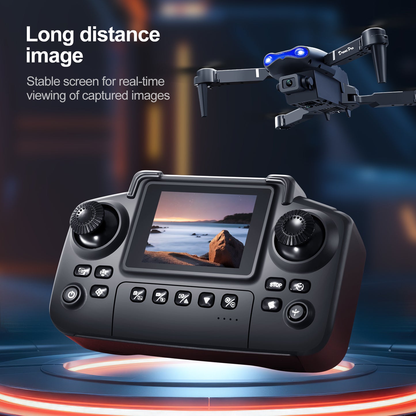 Cross-Border E88/E99D Screen-Controlled Drone with Lights, Foldable Dual Camera, Optical Flow Aerial Photography, Remote-Controlled Aircraft, Quadcopter