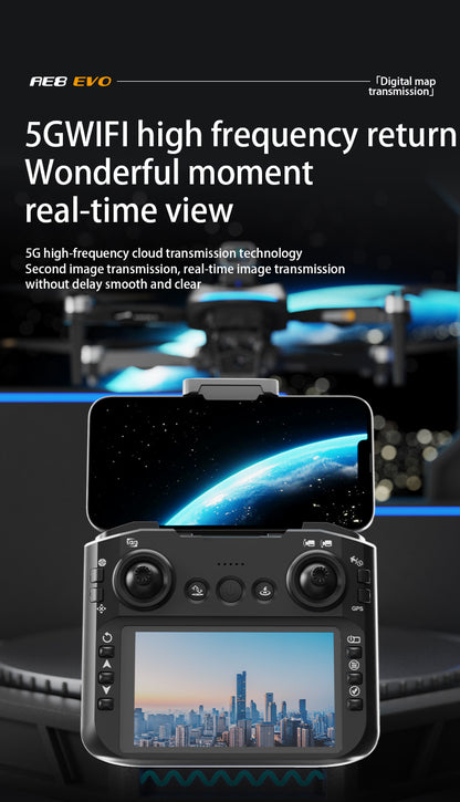 AE8EVO Screen-controlled Brushless Drone HD Aerial Photography GPS Return Folding Intelligent Obstacle Avoidance Screen Display Remote Control Airplane