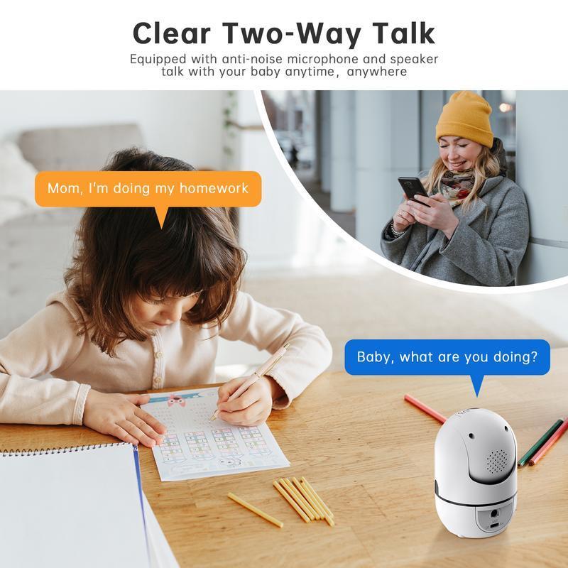 2MP Smart WiFi Pan-Tilt Security Camera with Human Detection, 2-Way Audio, IR Night Vision, IP64, Cloud/TF Storage, White