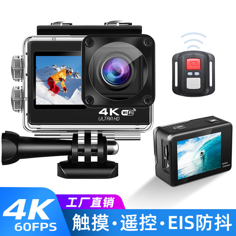 Cross-border action camera anti-shake touch dual screen wifi Outdoor shooting ski riding head-mounted camera factory
