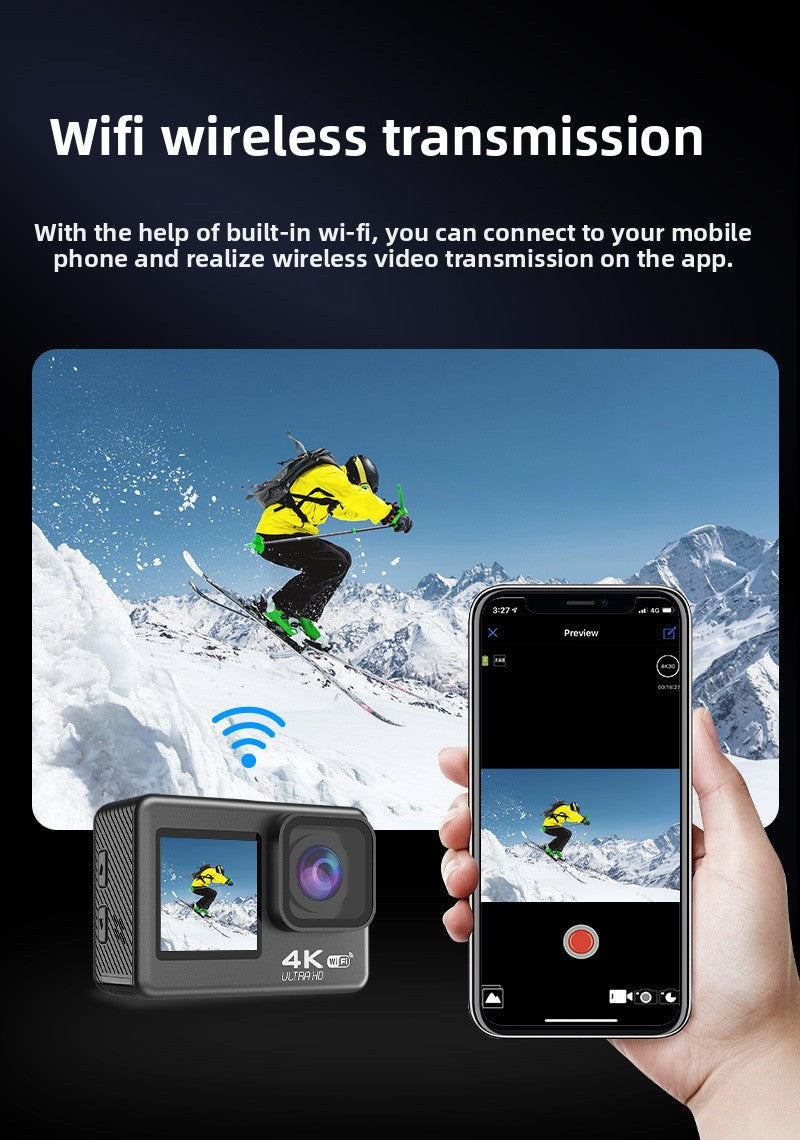 Cross-border 4k waterproof sports camera HD outdoor shooting riding underwater helmet camera sports camera factory