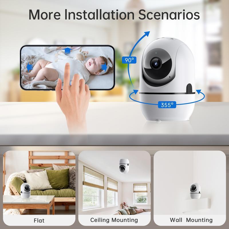 2MP Smart WiFi Pan-Tilt Security Camera with Human Detection, 2-Way Audio, IR Night Vision, IP64, Cloud/TF Storage, White