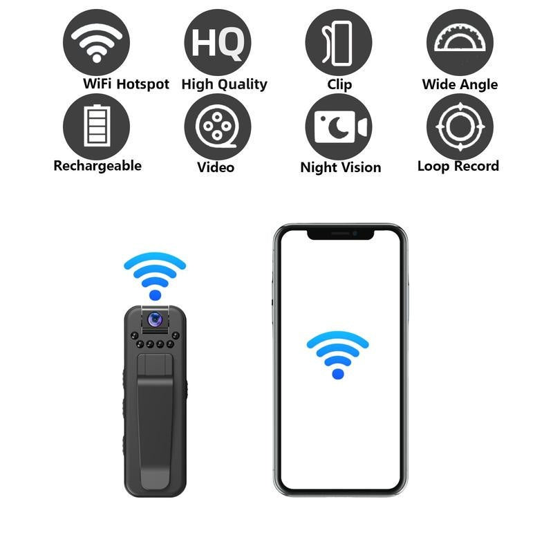 Wireless Vlog Body Camera, Wearable Body Cam with Night-Vision & 180° Rotation Lens, Portable Sport DV Camcorder for Outdoor Sport Skiing Cycling Hiking, Boyfriend Gift