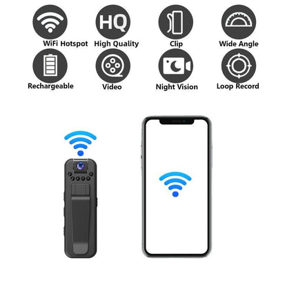 Wireless Vlog Body Camera, Wearable Body Cam with Night-Vision & 180° Rotation Lens, Portable Sport DV Camcorder for Outdoor Sport Skiing Cycling Hiking, Boyfriend Gift