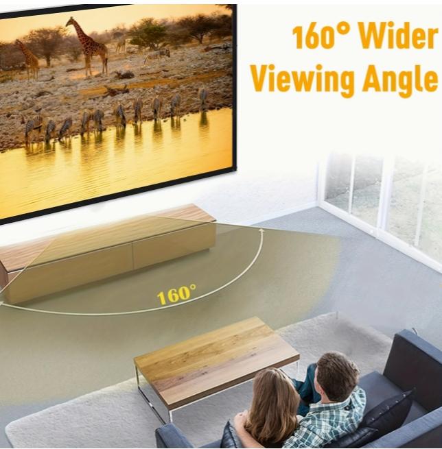 TUOGTCI 72” 16:9 Portable Projection Screen with Stand, Foldable Double Sided Polyester Fiber, Wrinkle Resistant, Washable, For Home Theater, Travel Projector - No Charging, Wireless Free, No Batteries Required