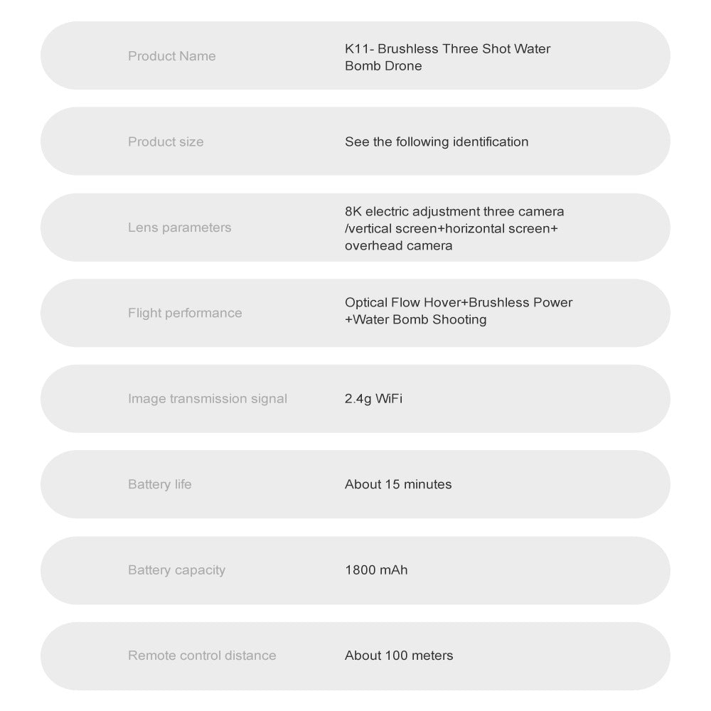 K11Max Drone Brushless Motor Three-Camera Aerial Photography Quadcopter Water Bomb Launch Remote Control Aircraft Drone