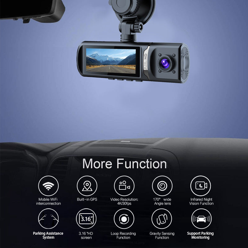 4K Ultra HD Night Vision Recorder WIFI Interconnected Reversing Camera3Dash Cam2K Hd