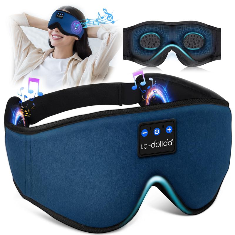 3D Bluetooth Sleep Mask with Headphones, Wireless Music Sleep Headband Eye Mask for Side Sleepers,Sleeping Comfortable Black-3D