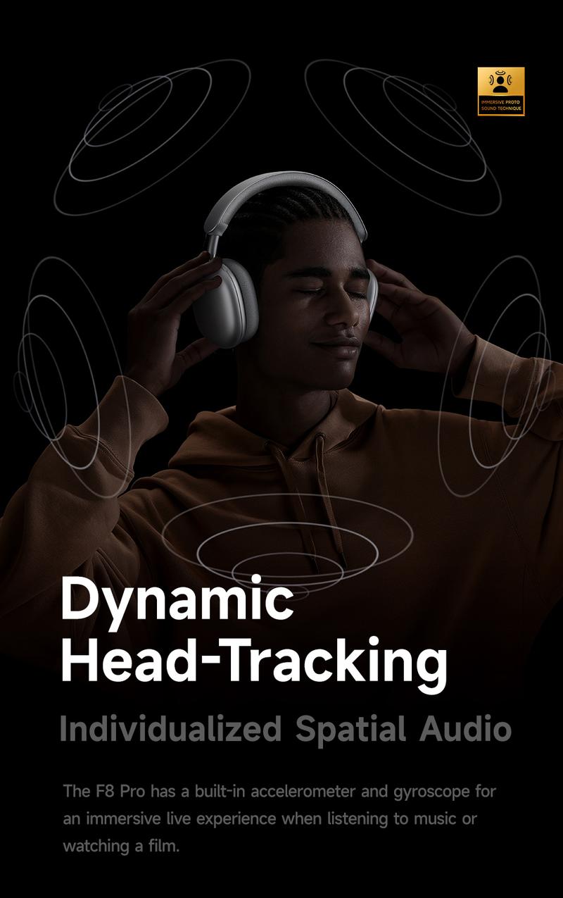 Picun F8 Pro Wireless Headphones - 52dB Noise Cancellation, 5 Smart ENC Mics, Detachable Fabric Ear Cushions, 140 Hour Long Battery Life,  Premium Audio Seamless Dual Device Connection for All-Day Use and Boosted Productivity Bluetooth