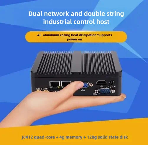 J4125 J6412 N100 J1900 J1800 Embedded Fanless Mini PC Fanless 2LAN Gigabit NICs MINI Computer PfSense Server Firewall with 2xCOM
