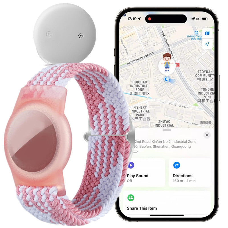 Cross-Border Find My Global Positioning Tracker Suitable for Children Woven Pattern Bracelet Strap(Only iOS）