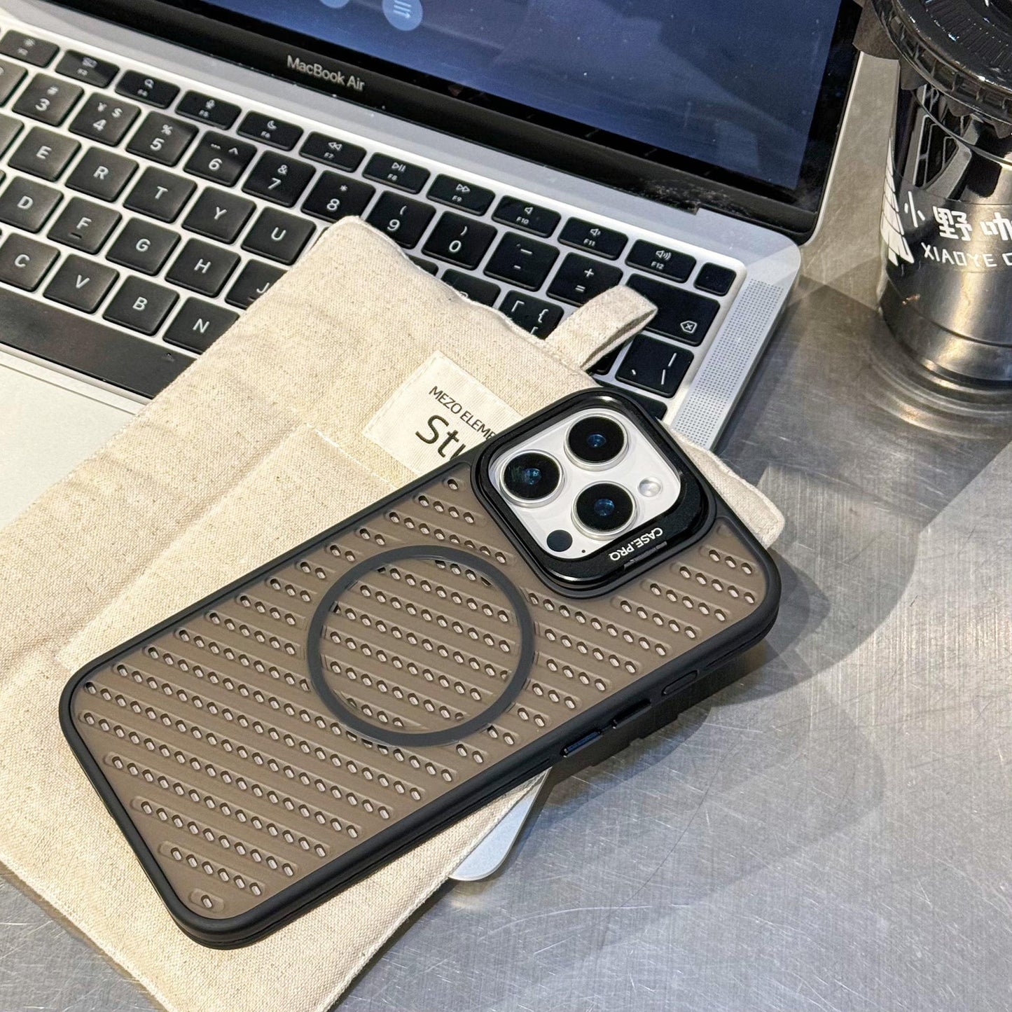 Grid Flip Stand Phone Case Compatible with iPhone 17 16 15 14 13 12 Pro Max Pro Plus Air Magnetic Breathable Heat Dissipation Apple 16 Pro Max Protective Cover