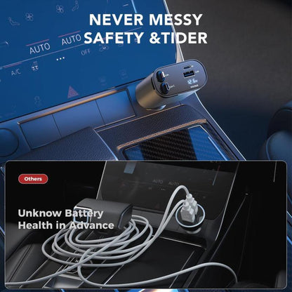 4 in 1 Retractable Car Charger, USB C Fast Charging Adapter[Max100W] with Lightning Cable&Dual Charge Port Compatible with iPhone 15/14/13 Pro Max Plus/iPad/AirPods,Samsung Galaxy S23/S22/S10