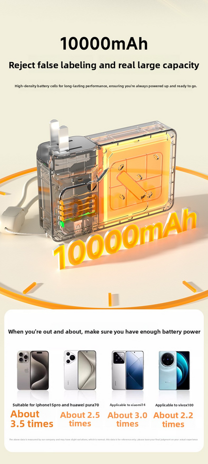 Power Bank AC Power Bank 35W Fast Charging with Built-in Cable Portable Power Supply Magnetic Wireless Charging Stand Multi-Function