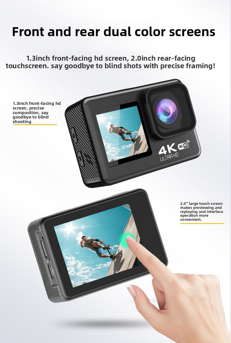 Cross-border 4k waterproof sports camera HD outdoor shooting riding underwater helmet camera sports camera factory