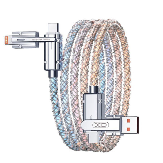 【Mother's Day Gift】Four-in-One 100W Colorful lights Data Cable,Supports fast charging and data transmission,Free switching four interfaces, Luminous Durable