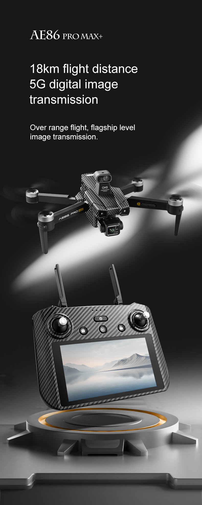 AE86+Digital image transmission with touchscreen obstacle avoidance HD professional aerial photography drone automatic return GPS Remote control aircraft