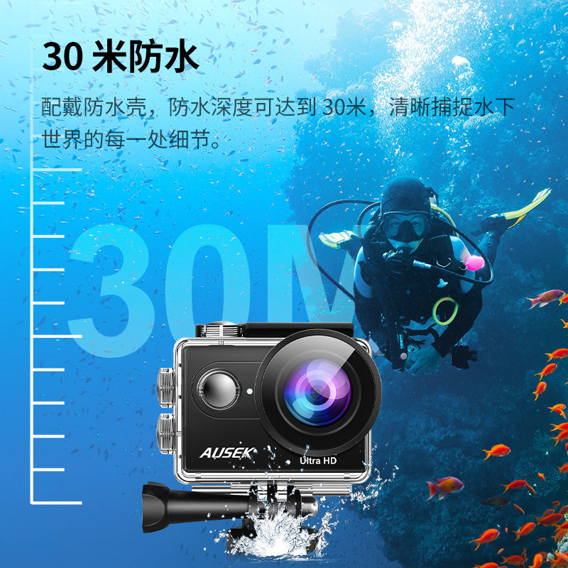 Cross-border new arrival4k Waterproof action camera with anti-shake dual screen HD wifi Outdoor shooting cycling diving camera