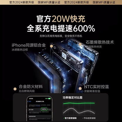 Ultra-Thin MagSafe Magnetic Watch Wireless Power Bank10000mAh Digital Display PD Two-way Fast Charging Power Bank