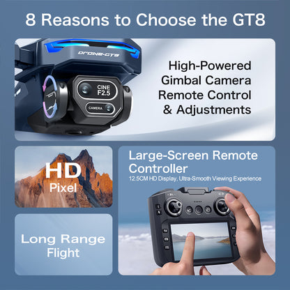 Cross-Border GT8Drone remote control with screen HD aerial photography brushless obstacle avoidance quadcopter toy airplane drone