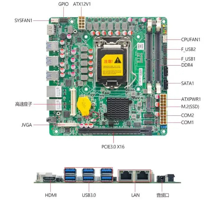 Z590 Motherboard Mini-ITX SBC IPC Mainboard Industrial Board Mini ITX Support 10/11th LGA1200 CPU 2*COM 2~6*LAN i210 PS/2 VGA