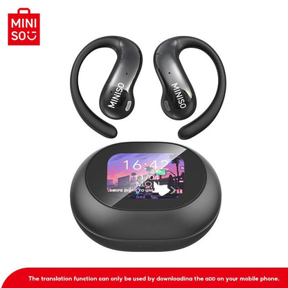 MINISO MS188 Wireless BT Headphones, 1 Count Open-back Over-ear Headphones with LCD Display Charging Case, Suitable for Daily Commuting