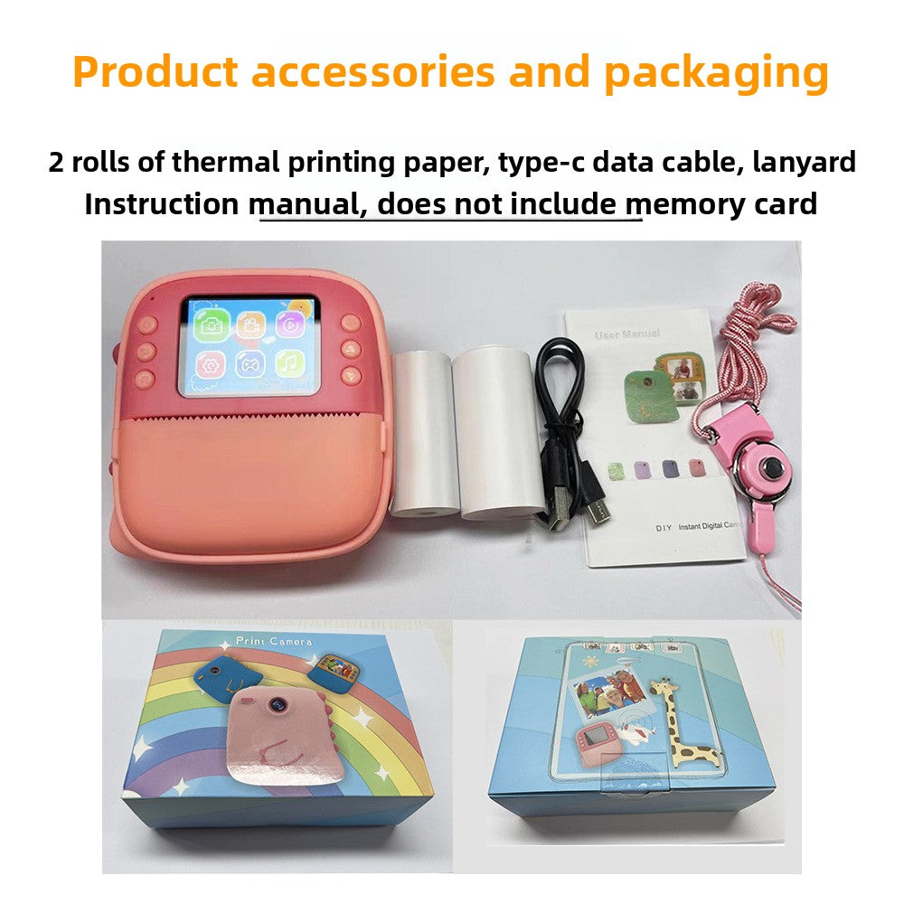 Polaroid Cross-Border HD Photo and Video Children's Camera with Silicone Case Student Children's Print Camera Photo Paper