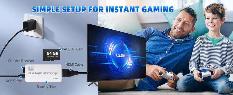 M15 Wireless Retro Game Stick with Built-in 23 Emulators, HD Output System, 2.4G Wireless Controllers & 64GB TF Card for Gamers of All Ages Springtok