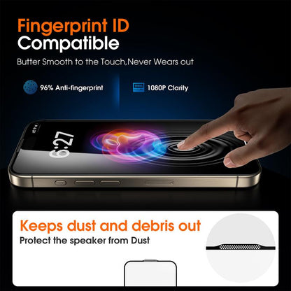 TIDEOK 2 Pack Screen Protector for iPhone 16/15/14/13-10s Fast Install, 9H Hardness, Auto Dust Removal, Bubble-Free, HD Clear, Anti-Spy & Anti-Fingerprint