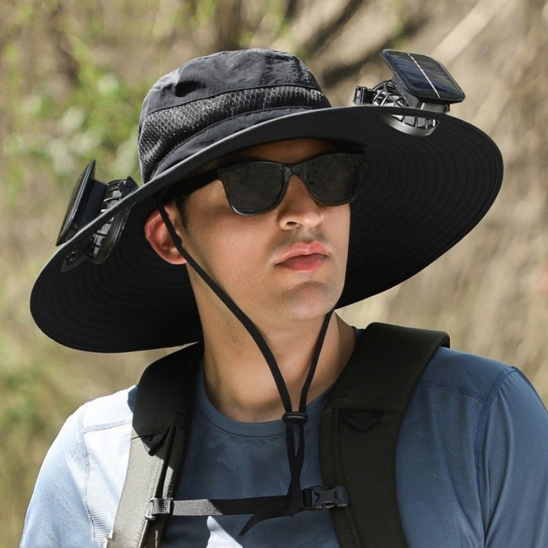 Foreign Trade Hot Item Solar Hat Rechargeable Dual Fan Men's Fishing Fisherman Hat Outdoor Sun Hat Sun Protection Hat