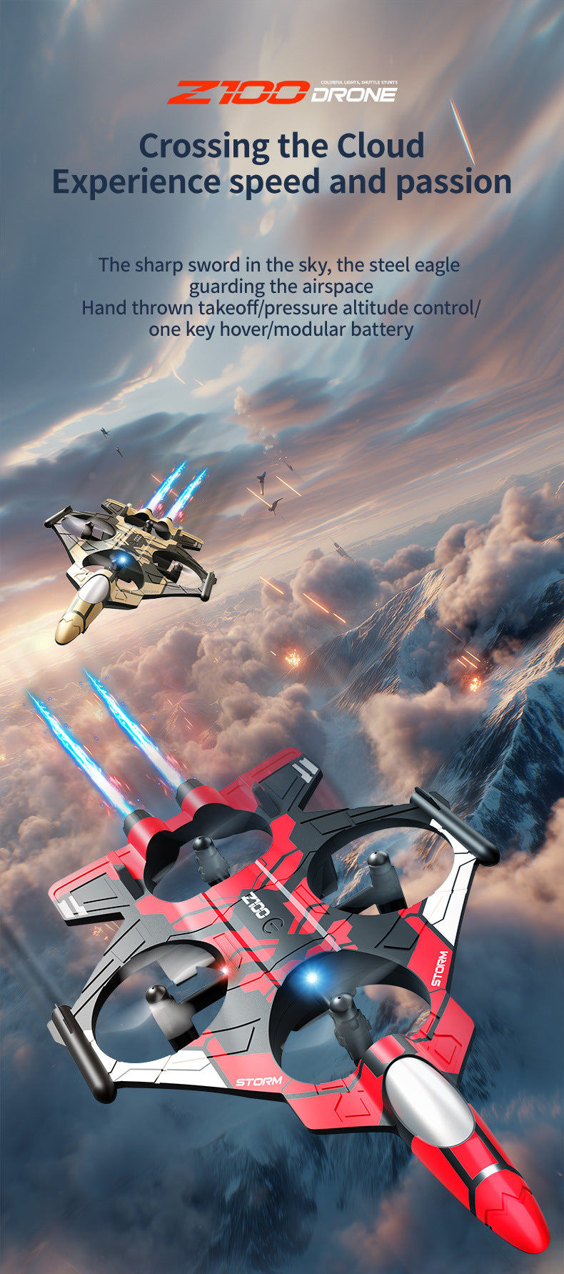 Cross-Border Z100Fighter Four-Channel Suspension Four-Axis Drone Altitude Hold Roll Stunt Gyro Light Aircraft Low Price