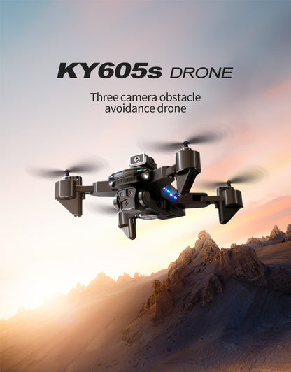 Cross-Border KY605S Drone Three-Camera Aerial Photography Four-Sided Obstacle Avoidance Remote Control Aircraft Optical Flow Positioning Quadcopter