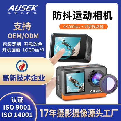 4k Action Camera Cross-border Action Camera Anti-shake HD Touch Camera Customized from Factory Source