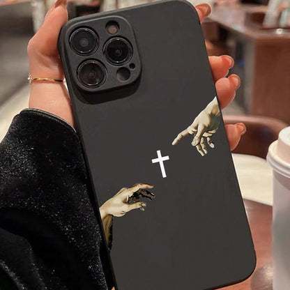 Creative Cross Pattern Phone Case, Anti-drop Shockproof Phone Protective Cover, Phone Accessories Compatible with iPhone 11 12 13 14 15 16 Pro Max