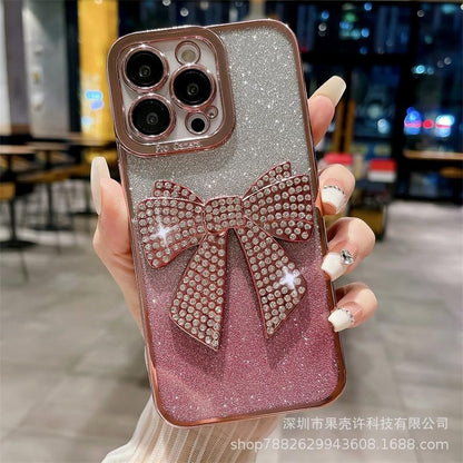 Luxurious Transparent Glitter Diamond Bowknot Case for iPhone 15 14 13 12 11 Pro Max, Apple 14 Pro Shockproof 13