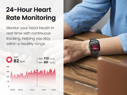 TOZO S7 Smartwatch Bluetooth Call 1.85”AMOLED Ultra HD Screen,Dynamic Dials Messages Push 100+ Sports Modes,Detect Human Health (Heart Rate,Blood Oxygen)with High Battery Life Touch Screen Watch Black