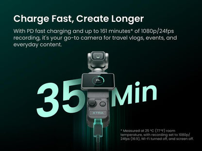 Xtra Muse Vlogging Camera with 1'' CMOS 4K/120fps Videos 3-Axis Gimbal Stabilizer Fast Focusing Face/Object Tracking Portable Handycam Camcorder