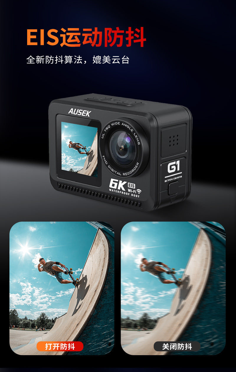 Cross-border new arrival6k Sports Camera Anti-Shake Bare Waterproof Outdoor Cycling Shooting Diving Fishing Sports Camera