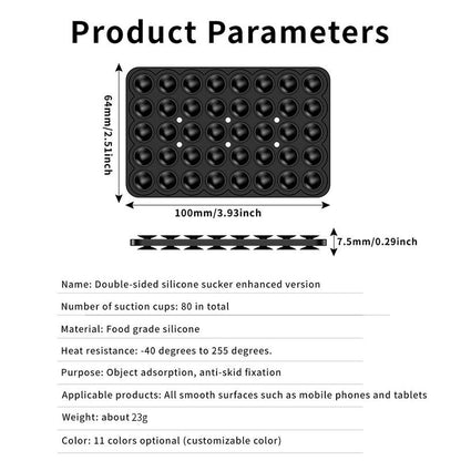 Suction Cup Phone Case Mount Double-Sided,Silicon Sticky Phone Stand for iPhone and Android, Hands-Free Strong Grip Holder for Selfies and Videos - Black