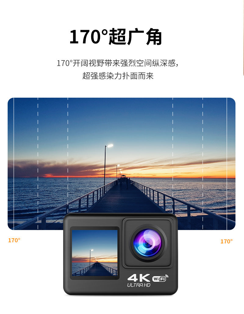 Cross-Border4k Waterproof Sports Camera HD Outdoor Shooting Cycling Underwater Helmet Camera Sports Camera Factory