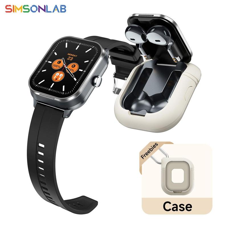 SIMSONLAB 2.01 Inch Smart Watch with Silicone Case, Fashionable Wearable Device for Men & Women, Support BT Calling and NFC Function, Multi-sport Modes Fitness Tracker