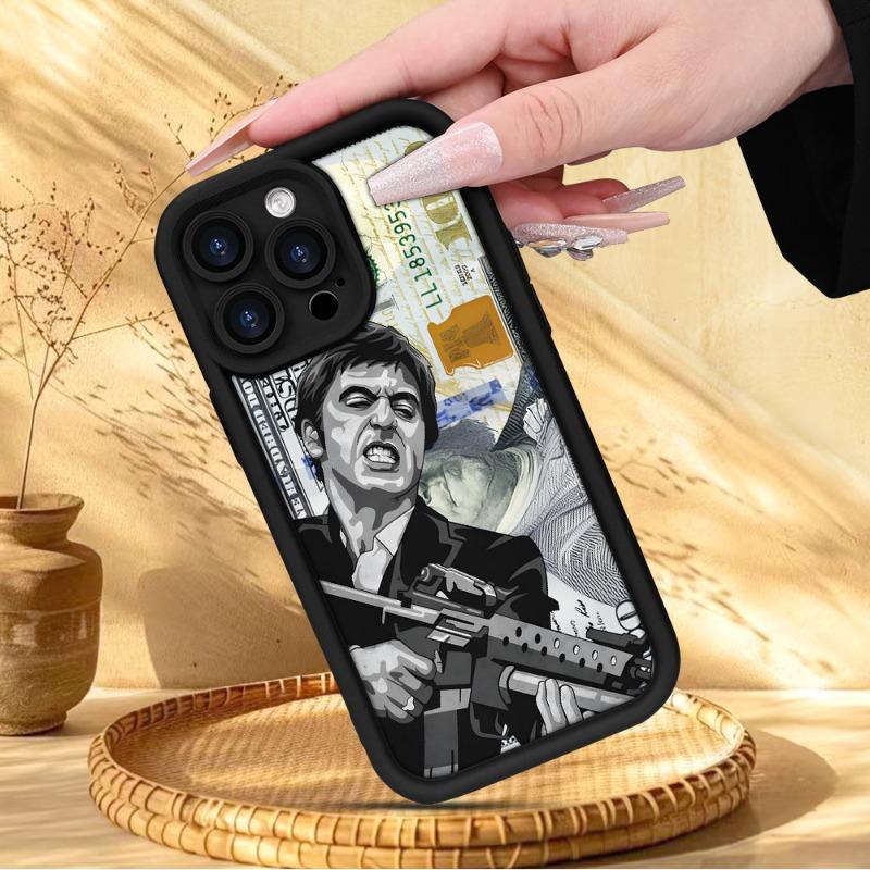 Creative Scar Face Painted Pattern Case for iPhone 16 15 14 Pro Max 13 12 11 XR XS Plus Shockproof Drop Protection Rugged Durable Silicone Cover